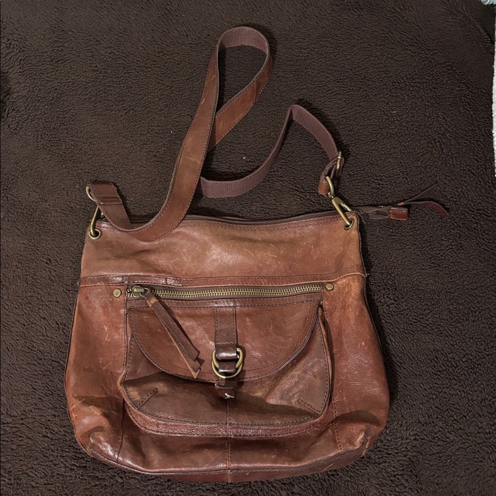 Vintage Fossil Brown Crossbody Bag